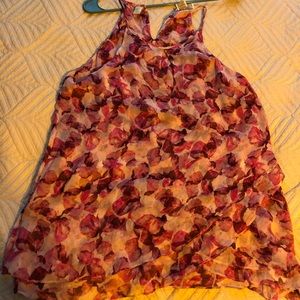 💯 silk blouse w pink flowers